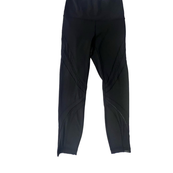 Lululemon Black High Times Pants Metta Mesh Leggings Size-6 Used - Picture 7 of 8